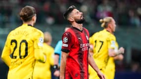 Olivier Giroud lors d'AC Milan-Dortmund (1-3, Ligue des champions), le 28 novembre 2023