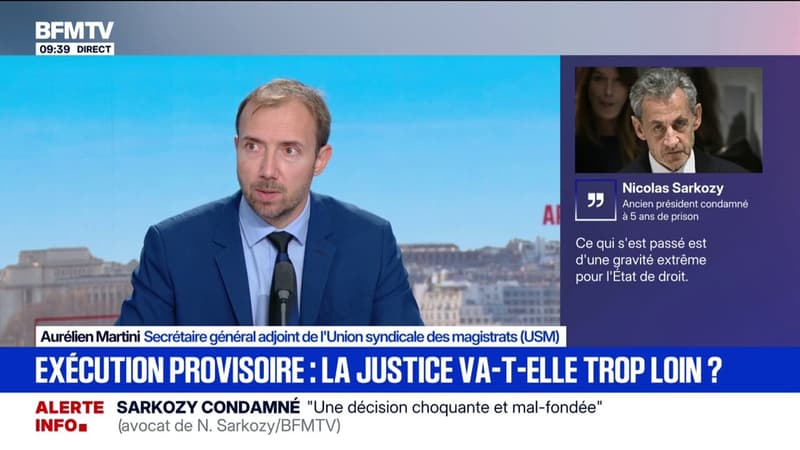 "Une peine de cinq ans d'emprisonnement, elle n'est pas aménageable", déclare Aurélien Martini, secrétaire général adjoint de l'Union syndicale des magistrats