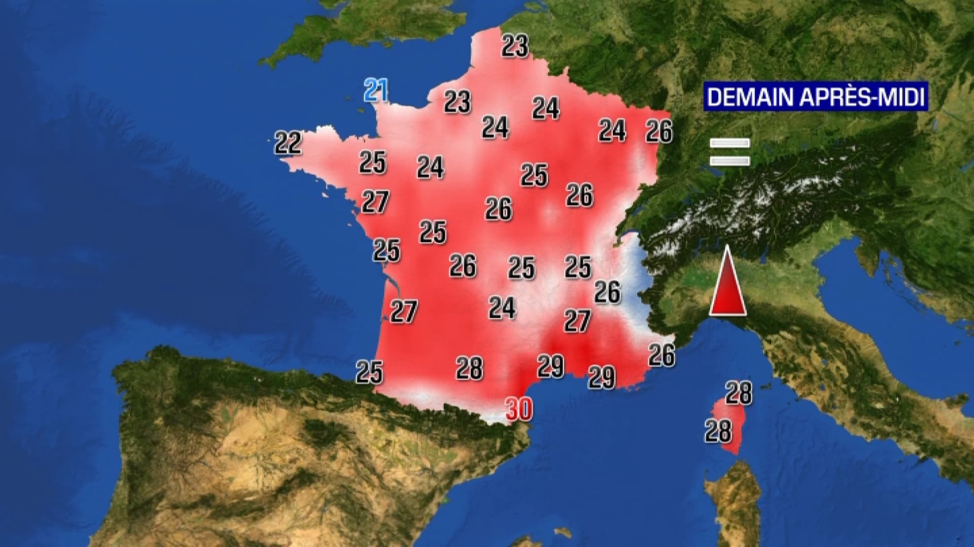 Les températures attendues pour la journée du jeudi 14 septembre 2023.