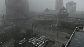 La pluie battante ce dimanche soir à la Nouvelle-Orléans, où passe l'ouragan Ida.