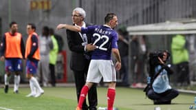 Raymond Domenech avec Franck Ribéry, à Lens le 26 mai 2010