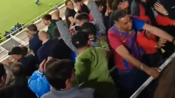 Le père de Lamine Yamal après le but de son fils en demi-finale aller de Ligue des champions avec le Barça, 30 avril 2025