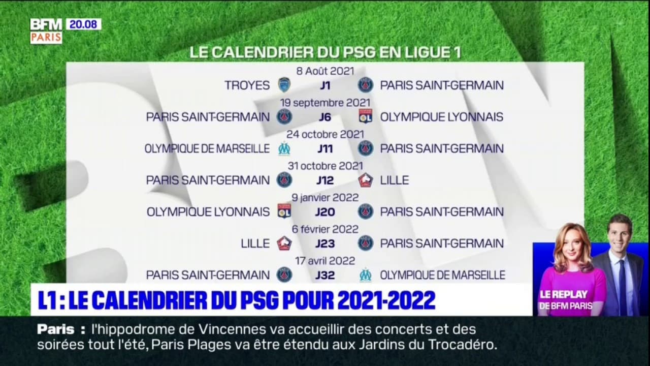 Calendrier du PSG 2021