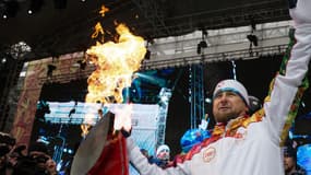 La torche olympique, le 28 janvier 2014, à Sotchi.