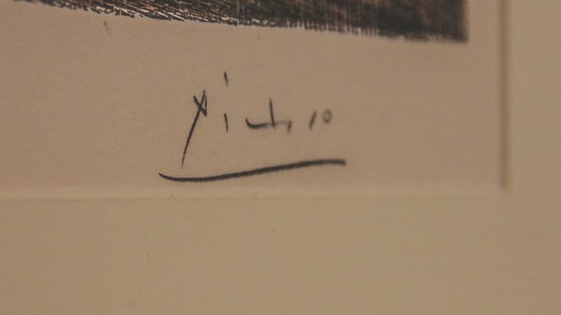 La signature de Pablo Picasso sur une de ses oeuvres. 