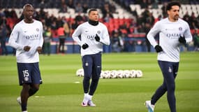 Danilo Pereira, Kylian Mbappé et Marquinhos, à Paris le 4 mars 2023