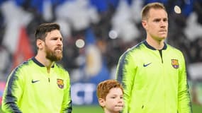 Marc-André Ter Stegen et Lionel Messi, le 19 février 2019 à Lyon