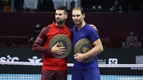 Novak Djokovic et Rafael Nadal lors du Six Kings Slam en novembre 2025.