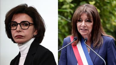 La conseillère de Paris et ministre de la Culture Rachida Dati et la maire de Paris Anne Hidalgo.