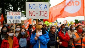 Manifestation à Lannion le 4 juillet 2020 pour dénoncer les suppressions d'emplois chez Nokia