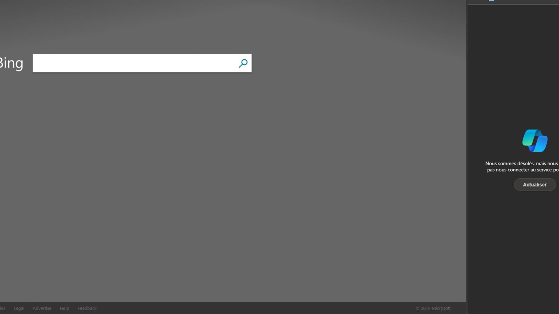 Bing est en panne et Copilot aussi.