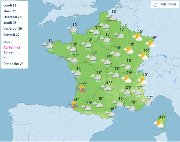 La météo attendue en France samedi 27 avril 2024.