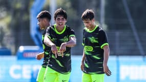 La joie des U19 du Sporting après la victoire face à l'OM, le 4 octobre 2022.