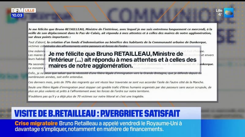 Crise migratoire: le maire de Dunkerque satisfait des annonces de Bruno Retailleau