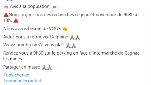 Les mais de Delphine Jubillar organisent une nouvelle battue à Cagnac-les-Mines où résidait l'infirmière disparue depuis le 16 décembre 2020. Les mais de Delphine Jubillar organisent une nouvelle battue à Cagnac-les-Mines où résidait l'infirmière disparue depuis le 16 décembre 2020.