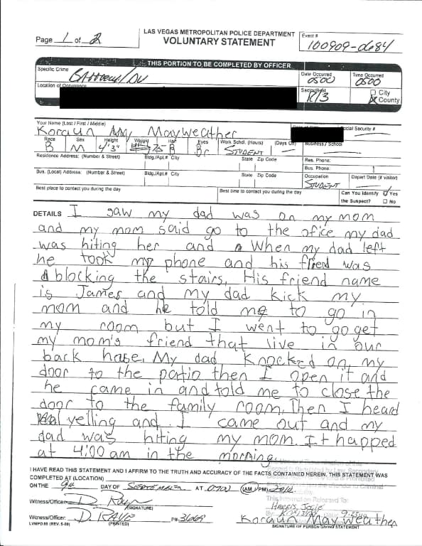 Le témoignage judiciaire du fils de Floyd Mayweather