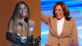L'artiste Beyoncé et Kamala Harris, actuelle vice-présidente des États-Unis et candidate démocrate à la présidence des États-Unis.