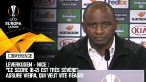 Leverkusen - Nice : "Ce score (6-2) est très sévère" assure Vieira, qui veut vite réagir