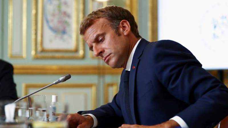 Emmanuel Macron ce mardi matin au palais de l'Élysée.