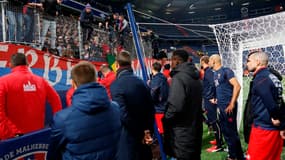 Les supporters de Caen face aux joueurs