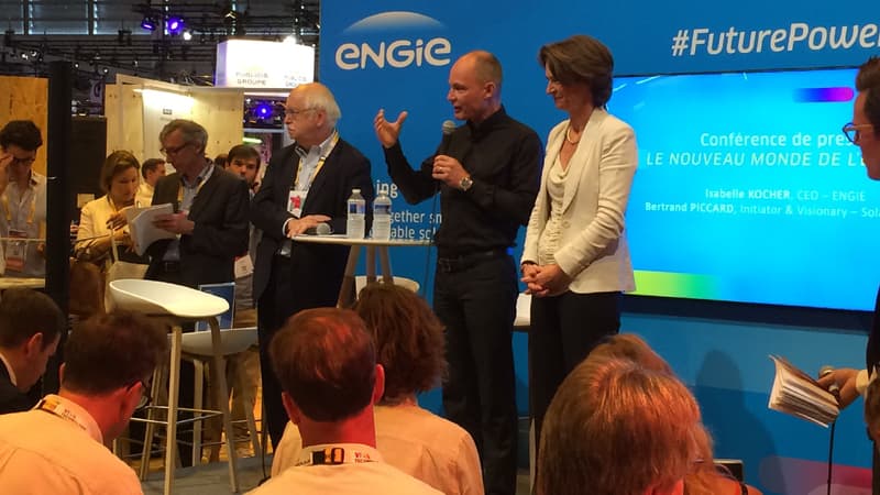 Bertrand Piccard et Isabelle Kocher -la directrice générale d'Engie- le 15 juin 2017 à Paris. 