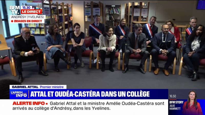 Yvelines: Gabriel Attal et Amélie Oudéa-Castéra échangent avec des collégiens à Andrésy