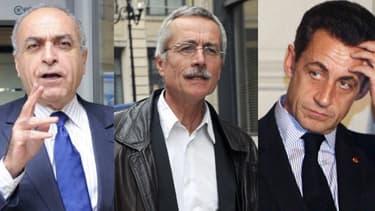 Ziad Takieddine (à gauche) a été mis en examen par le juge Van Ruymbeke (au centre), et charge Nicolas Sarkozy (à droite) dans une affaire de financement occulte.