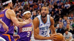 Rudy Gobert lors du match Minnesota-Phoenix (NBA), le 14 avril 2024