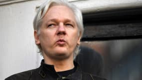 Le fondateur de Wikileaks Julian Assange à l'ambassade d'Equateur à Londres, le 19 mai 2017