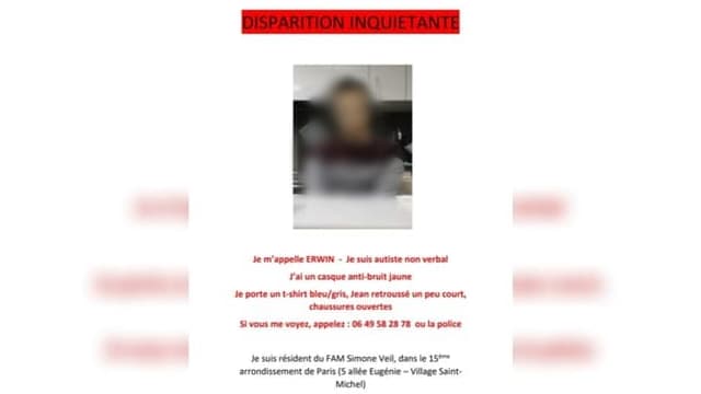 Un homme autiste de 31 ans porté disparu à Paris a été retrouvé le 28 juin 2023. 