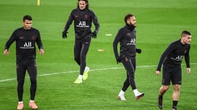 De gauche à droite : Thiago Silva, Edinson Cavani, Neymar et Marco Verratti