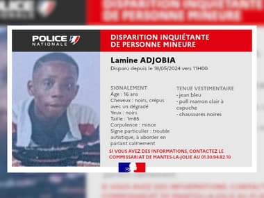 L'avis de disparition de Lamine Adjobia publié par la police nationale des Yvelines dimanche 19 mai.