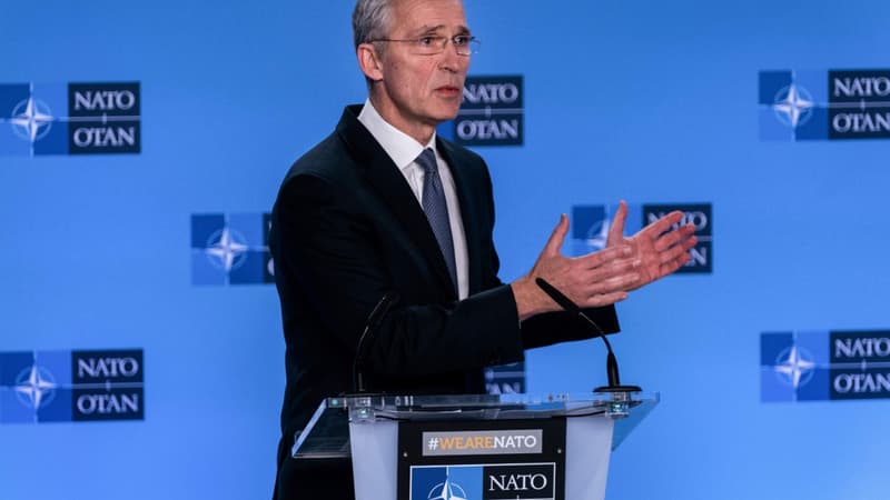 Le secrétaire général de l'OTAN, Jens Soltenberg, lors d'une conférence de presse après une réunion extraordinaire sur la crise entre les Etats-Unis et l'Iran, le 6 janvier 2020