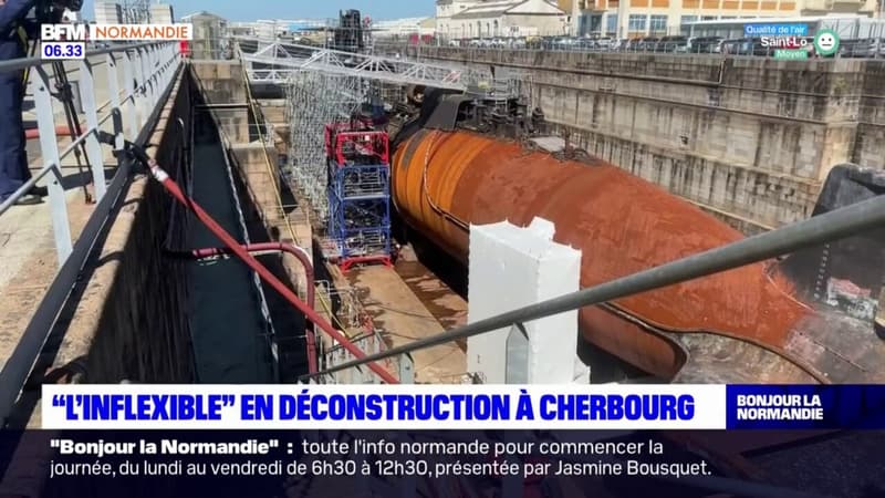 Cherbourg-en-Cotentin: le sous-marin L'inflexible en déconstruction