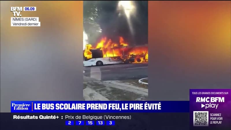 Un bus scolaire prend feu en plein coeur de Nîmes, 10 enfants évacués à temps