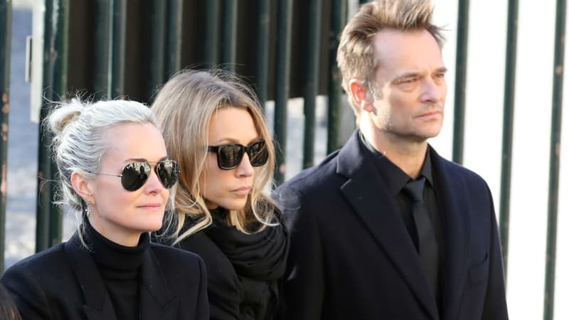 Laeticia Hallyday, Laura Smet et David Hallyday aux obsèques de Johnny Hallyday à Paris, le 9 décembre 2017