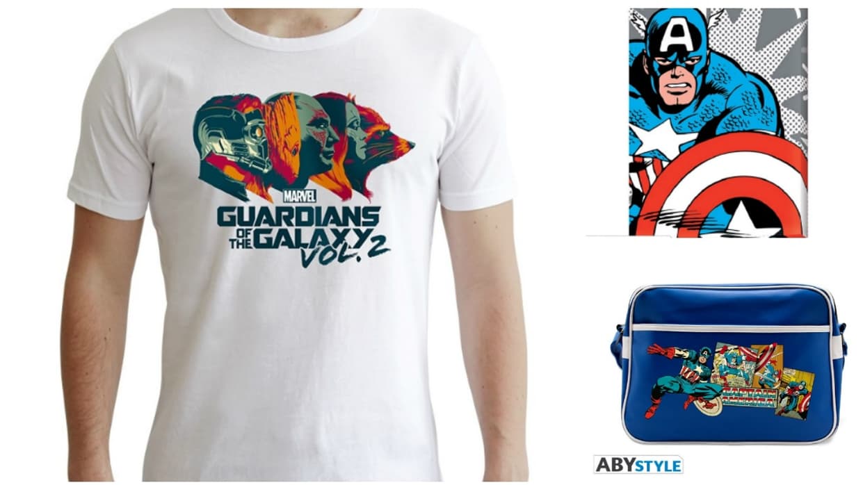 Le T-Shirt "Les Gardiens de la Galaxie", la toile pop-art et la besace "Captain America" Le T-Shirt "Les Gardiens de la Galaxie", la toile pop-art et la besace "Captain America"
