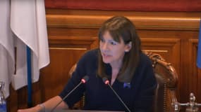 Anne Hidalgo, maire de Paris, durant le conseil de Paris l'après-midi du mercredi 12 février 2025.