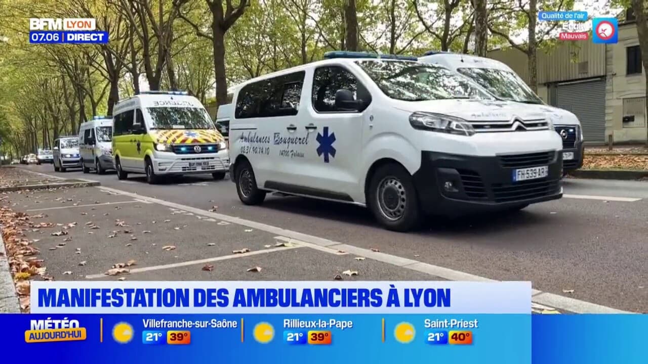 Manifestation des ambulanciers à Lyon