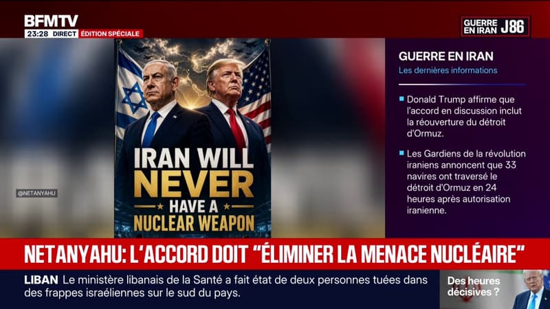 Iran/États-Unis: Benjamin Netanyahu a posté une image indiquant que "l'Iran n'aura jamais l'arme nucléaire"