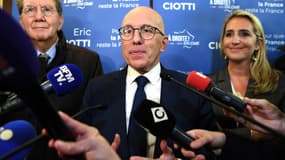 Eric Ciotti réagit aux résultats du premier tour du Congrès LR, le 2 décembre 2021.