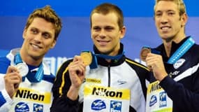 Alain Bernard axu côtés de Luca Dotto et Cesar Cielo