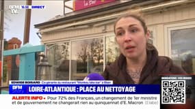 Crues en Loire-Atlantique: Edwige, co-gérante d'un bar à Blain, craint une nouvelle montée des eaux, après une première nuit d'inondations
