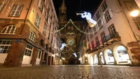 Rues désertes à  Strasbourg, sous couvre-feu après 18H00, le 10 janvier 2021 