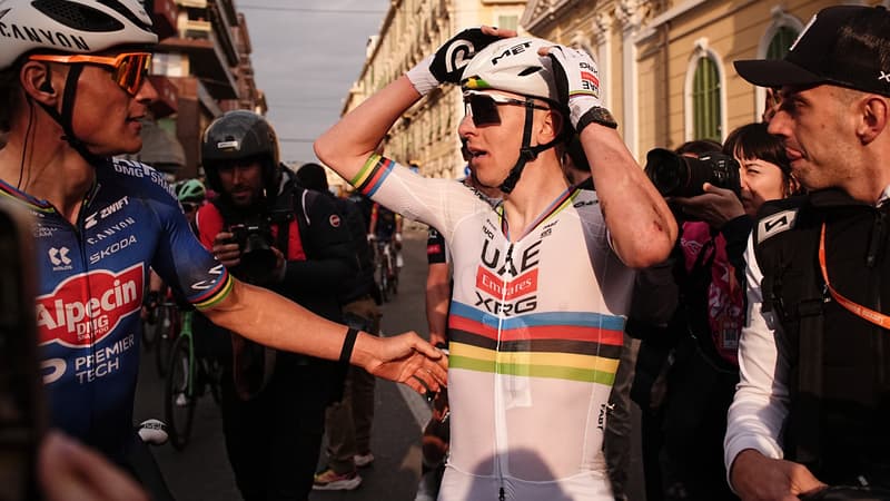 La joie de Tadej Pogacar apres Milan San Remo le 21 mars 2026 2256906