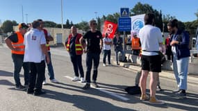 Les grévistes mobilisés devant le CEA Cadarache, le mardi 18 juin 2024.