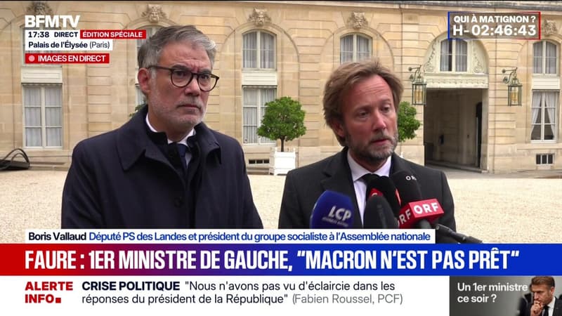 Fin de la réunion à l'Élysée: Boris Vallaud (PS) regrette de n'avoir eu 