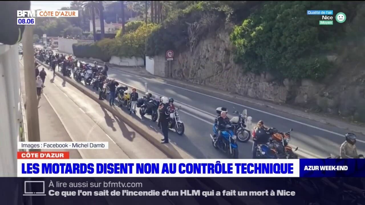 Nice Plusieurs Dizaines De Motards Manifestent Contre Le Contrôle