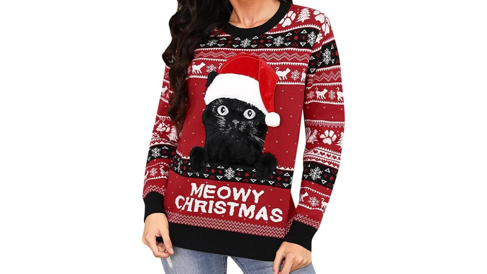 Pull de Noël avec chat