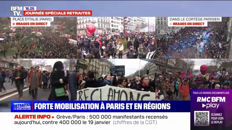 500.000 manifestants à Paris selon la CGT, contre 400.000 le 19 janvier